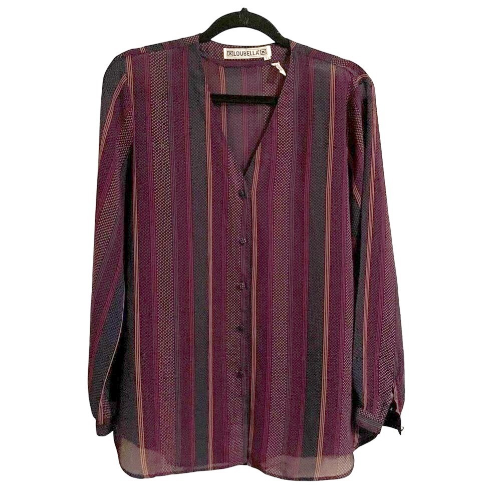 LOUBELLA Sheer Button Down‎ Blouse SIZE 12 PURPLE
